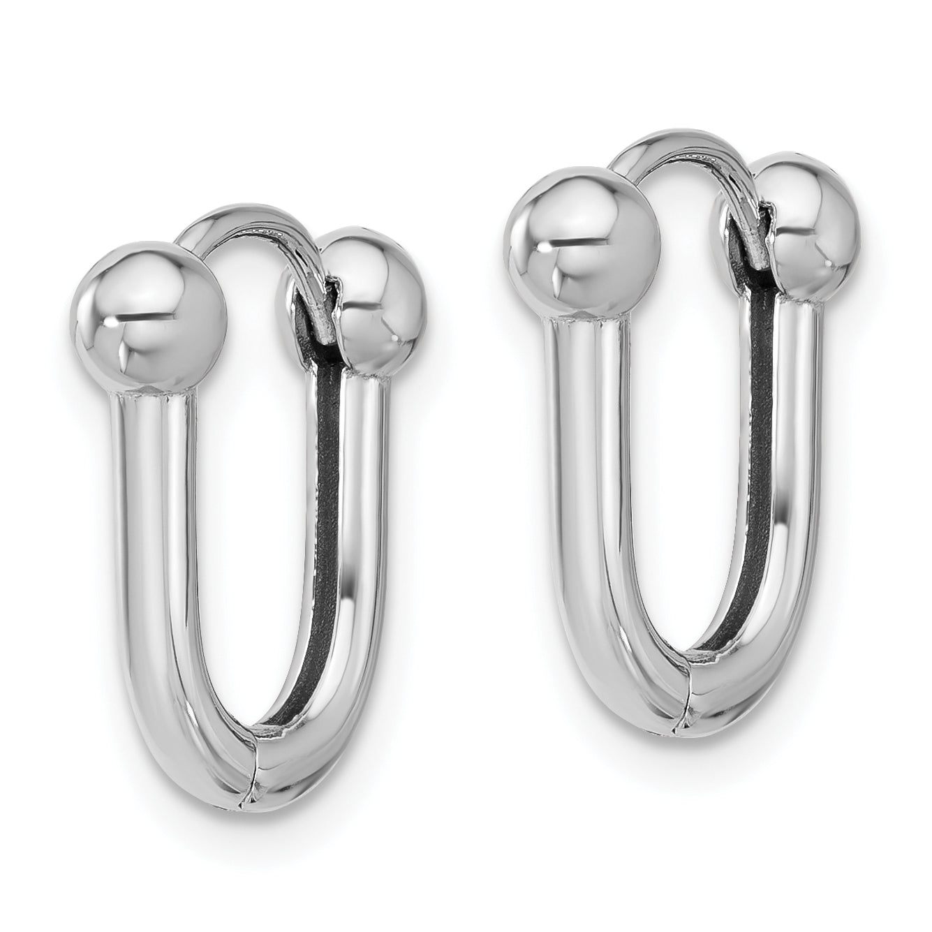 14K White Gold Polished Hinged Hoop Earrings Secondary image