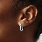 14K White Gold Polished Hinged Hoop Earrings