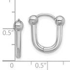 14K White Gold Polished Hinged Hoop Earrings