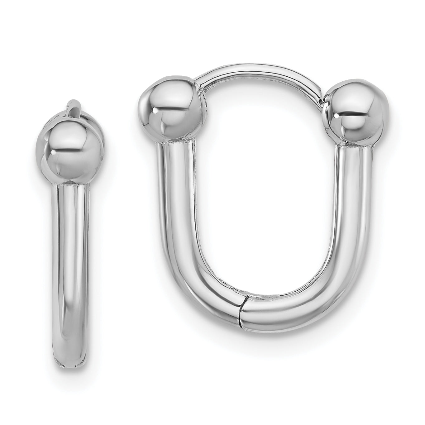 14K White Gold Polished Hinged Hoop Earrings Main image