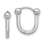 14K White Gold Polished Hinged Hoop Earrings