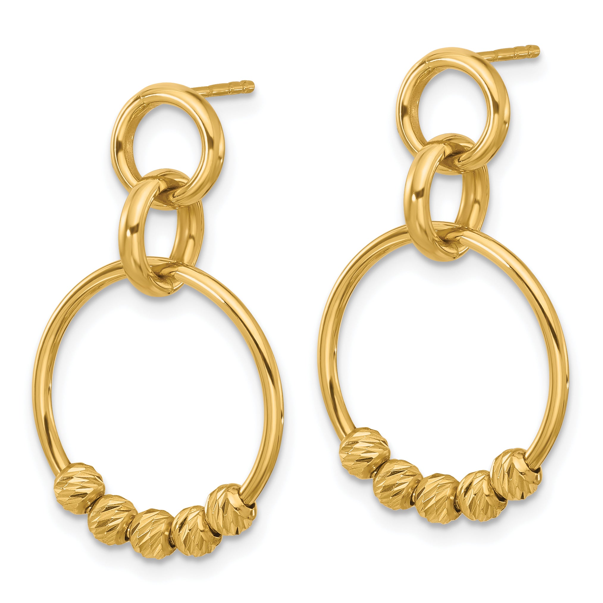 14K Polished and Diamond-cut Dangle Post Earrings Secondary image