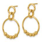 14K Polished and Diamond-cut Dangle Post Earrings