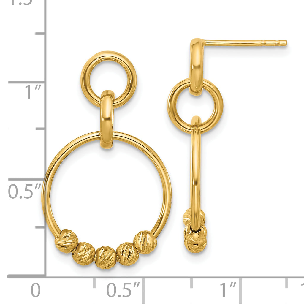 14K Polished and Diamond-cut Dangle Post Earrings