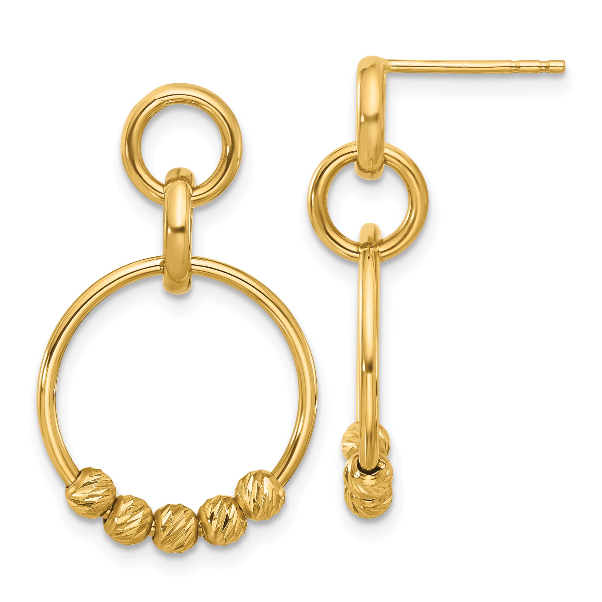 14K Polished and Diamond-cut Dangle Post Earrings Main image