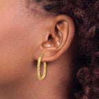 14K Polished Twisted Oval Hoop Earrings