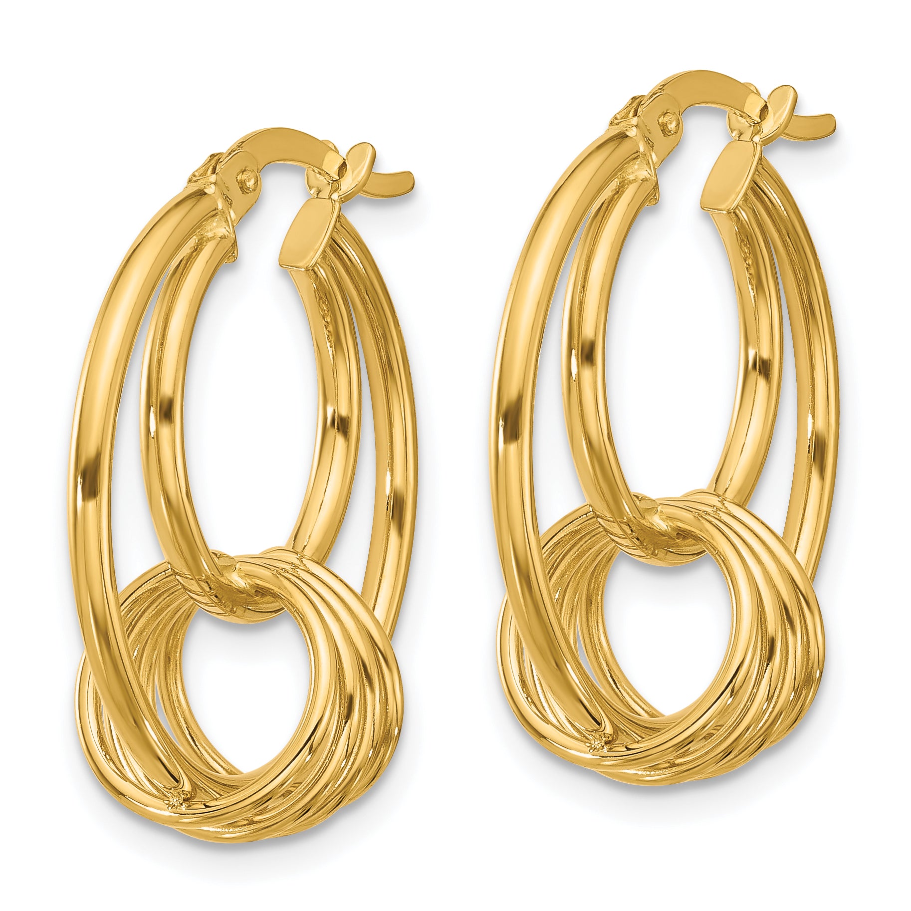 14K Polished Fancy Hoop Earrings Secondary image