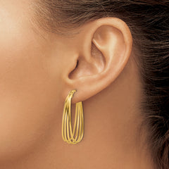 14K Polished Oval Hoop Earrings