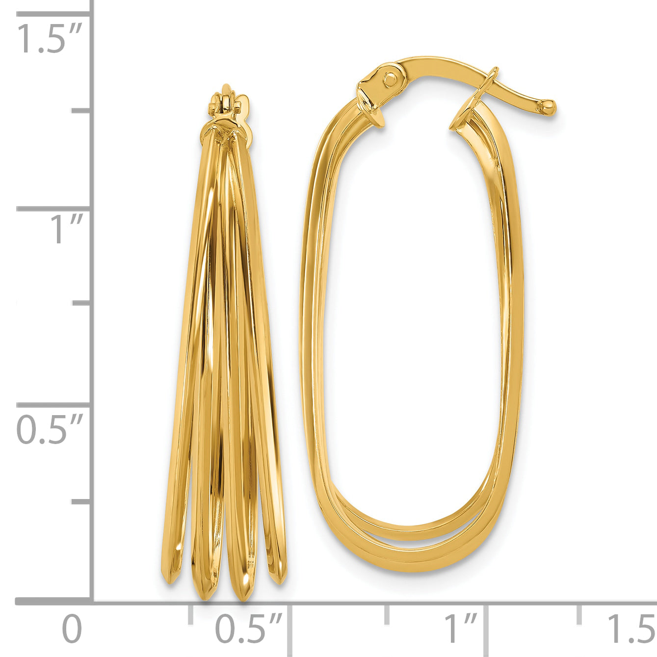 14K Polished Oval Hoop Earrings