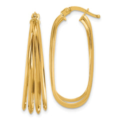 14K Polished Oval Hoop Earrings