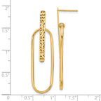 14K Polished and Diamond-cut Oval Dangle Post Earrings