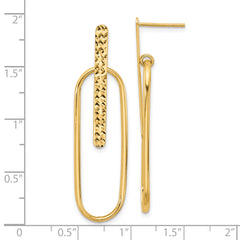 14K Polished and Diamond-cut Oval Dangle Post Earrings