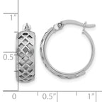 14K White Gold Polished and Brushed Fancy Hoop Earrings