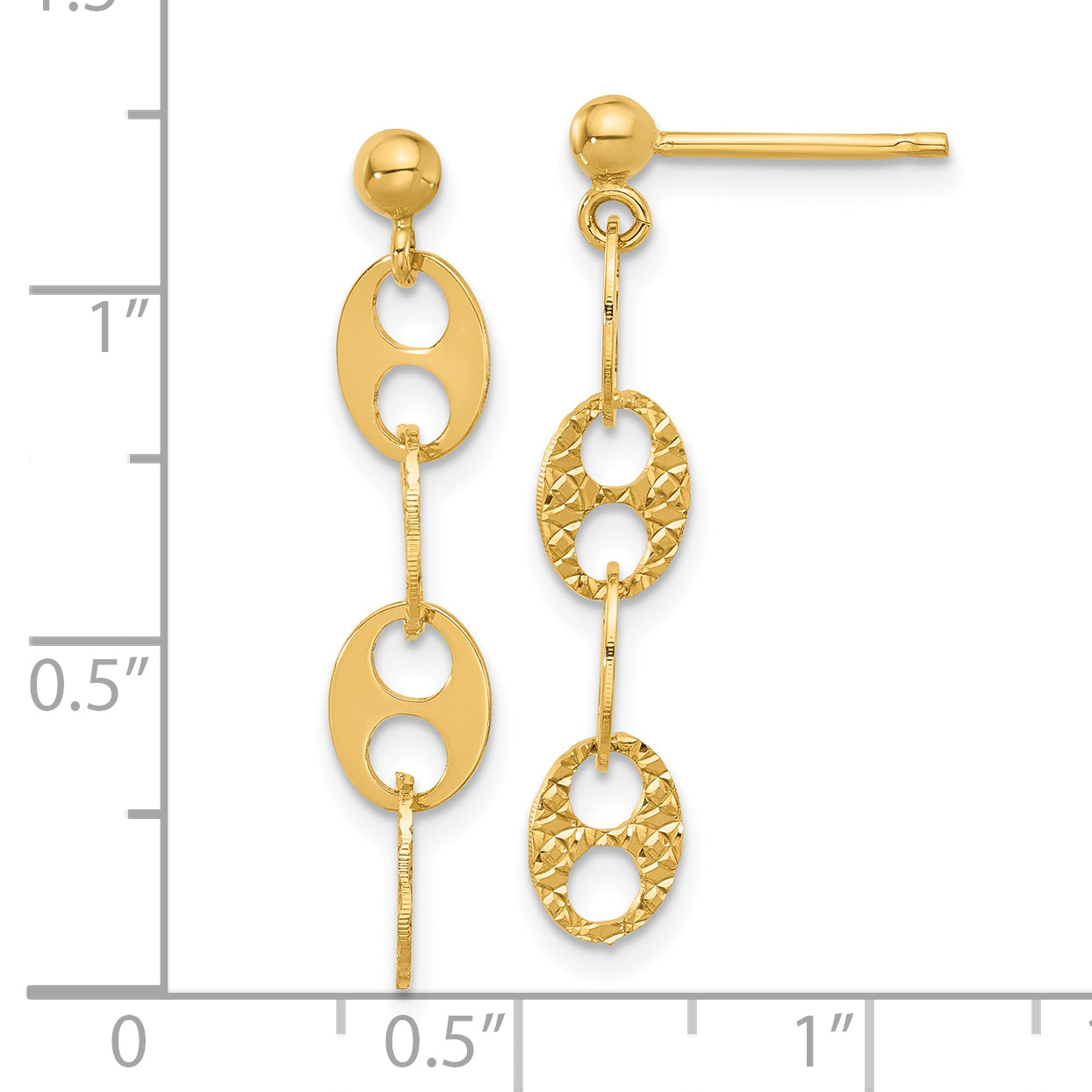 14K Polished and Textured Fancy Link Dangle Earrings