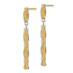 14K Two-tone Polished/Satin/Dia-cut Post Dangle Earrings