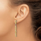 14K Two-tone Polished/Satin/Dia-cut Post Dangle Earrings