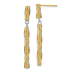 14K Two-tone Polished/Satin/Dia-cut Post Dangle Earrings