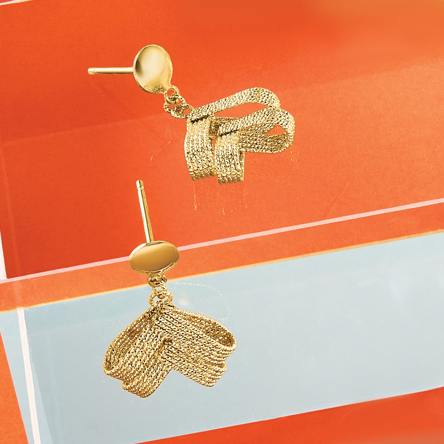 14K Polished and Textured Fancy Dangle Post Earrings