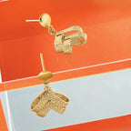 14K Polished and Textured Fancy Dangle Post Earrings