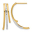 14K w/Rhodium Polished and D/C 3-Row Drop Post Earrings