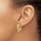 14K Polished Crystal J-Hoop Post Earrings