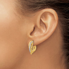 14K Polished Crystal J-Hoop Post Earrings