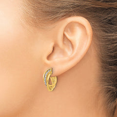14K Polished Crystal J-Hoop Post Earrings