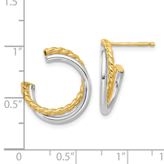 14K W/White Rhodium Polished and Twisted Post Earrings