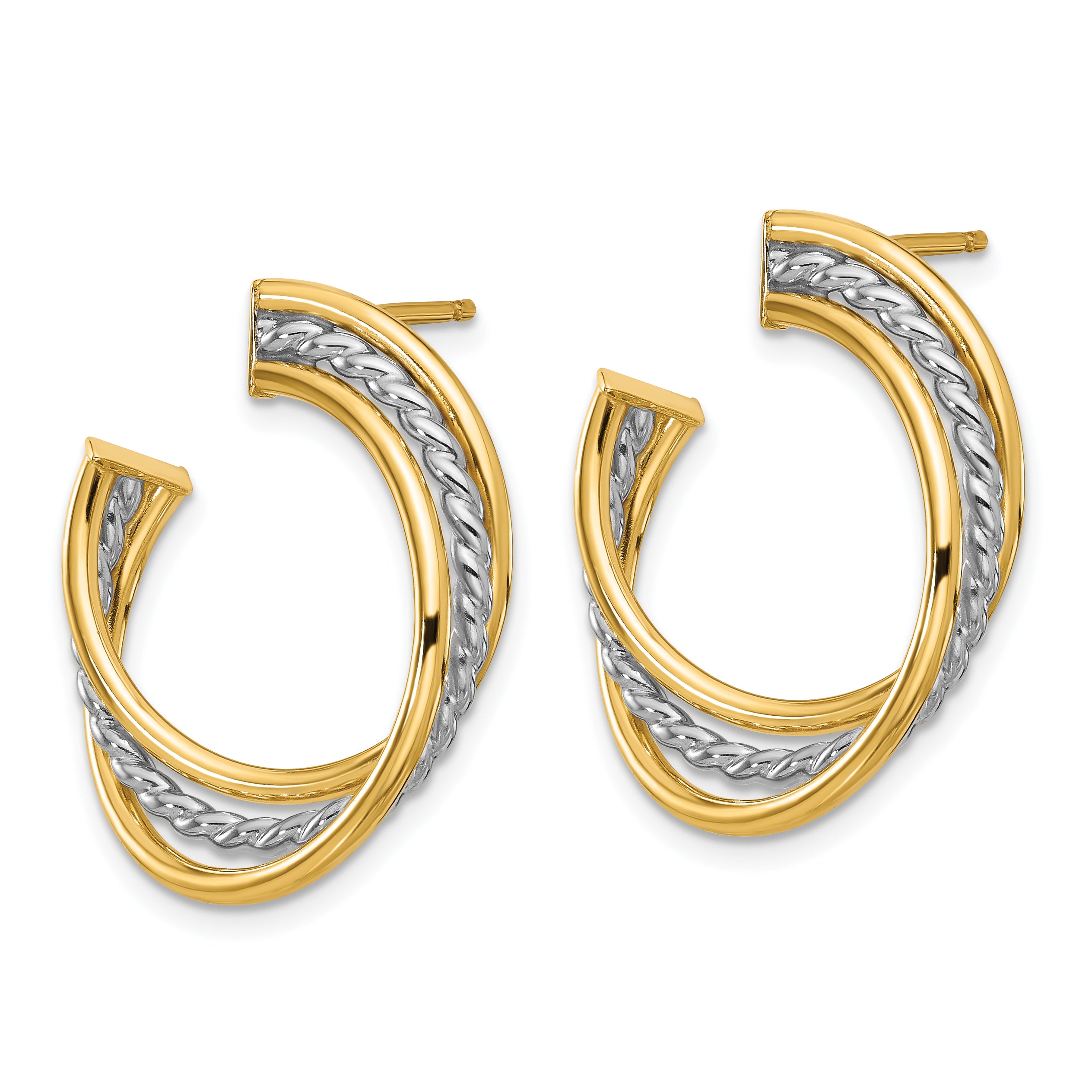 14K w/White Rhodium Polished and Post Earrings Secondary image