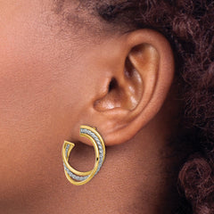 14K w/White Rhodium Polished and Post Earrings