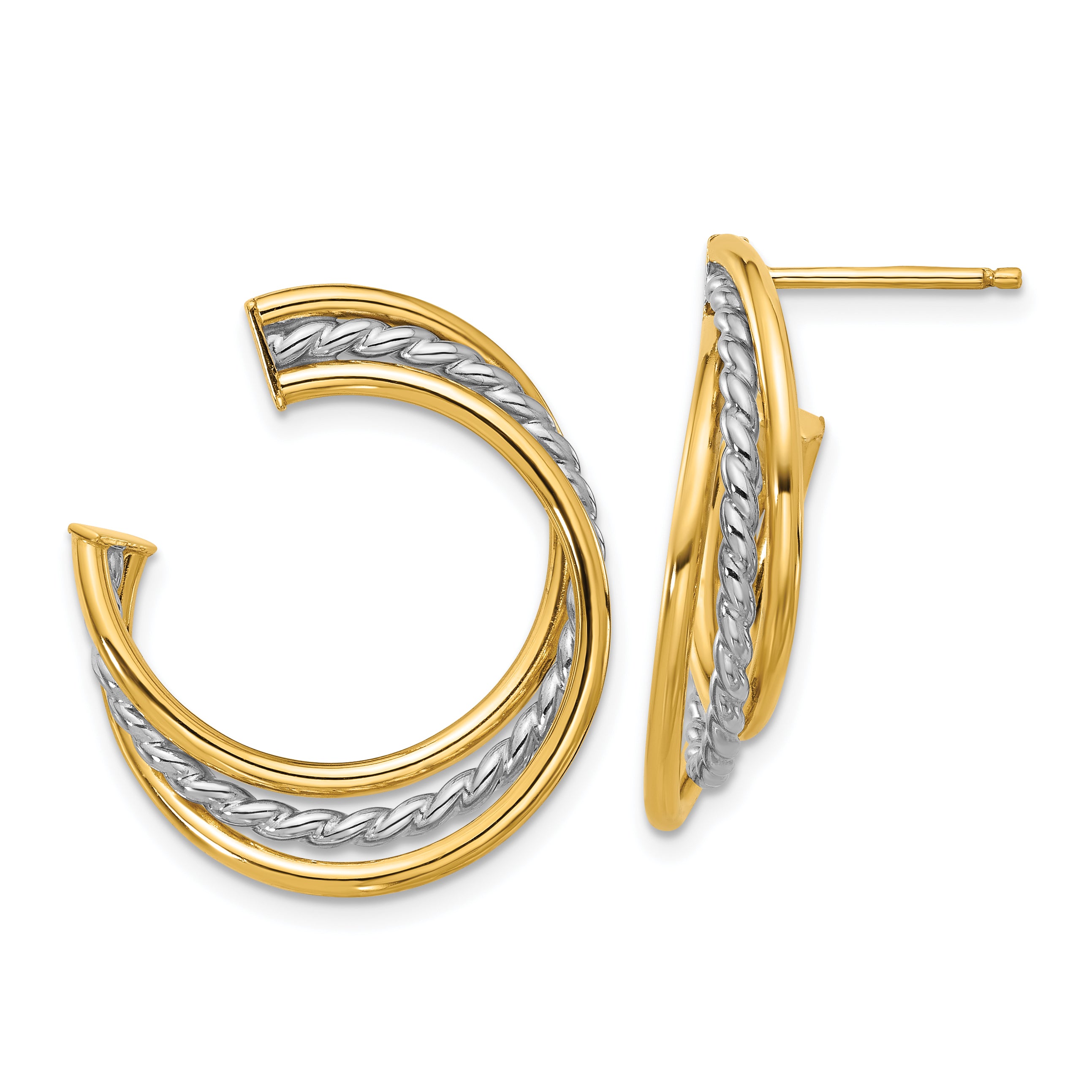14K w/White Rhodium Polished and Post Earrings Main image