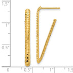 14K Polished and Diamond-cut Triangle J-Hoop Post Earrings