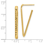 14K Polished and Diamond-cut Triangle Post Earrings