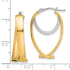 14K w/ White Rhodium Polished Fancy Hoop Earrings