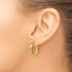 14K Polished/Textured/Diamond-cut Hoop Earrings