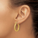 14K Polished and Textured Hoop Earrings
