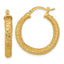 14K Polished and Textured Hoop Earrings