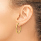 14K Polished with Pattern Hoop Earrings