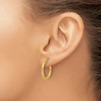 14K Polished and Grooved Hoop Earrings