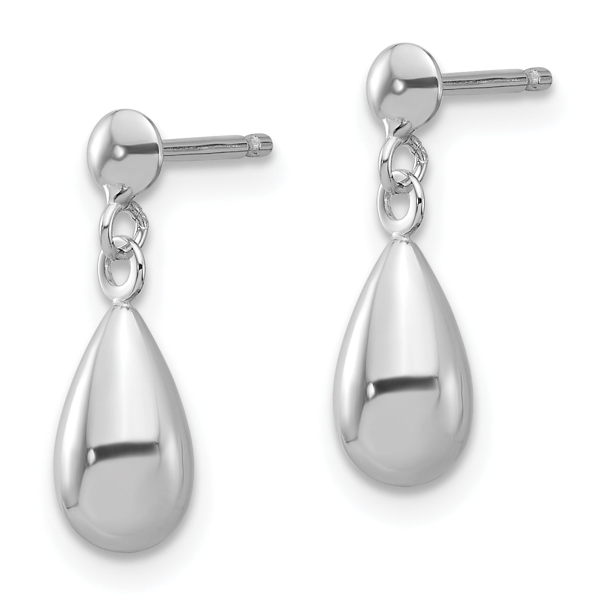 14K White Gold Polished Teardrop Dangle Earrings Secondary image