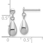 14K White Gold Polished Teardrop Dangle Earrings