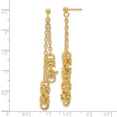 14K Polished and Textured Dangle Post Earrings