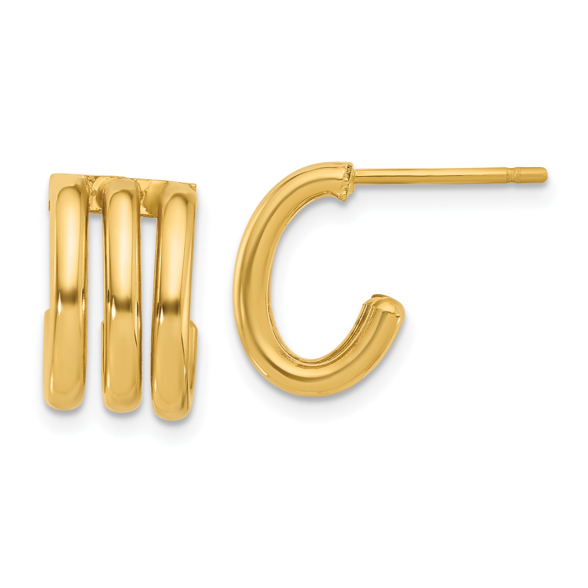 14K Polished Oval J-Hoop Post Earrings Main image