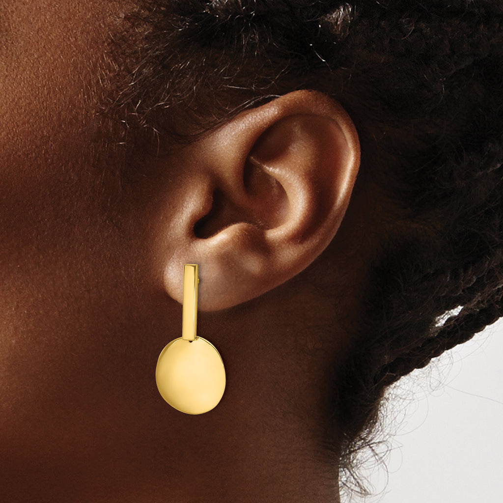 14K Polished  Drop Post Earrings