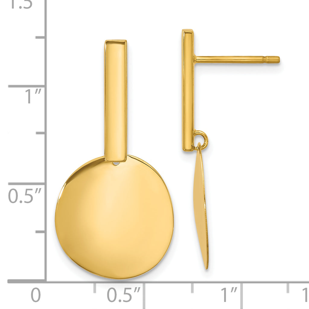 14K Polished  Drop Post Earrings
