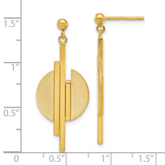 14K Polished and Brushed Dangle Post Earrings