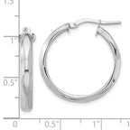 14K White Gold Polished Round Hoop Earrings