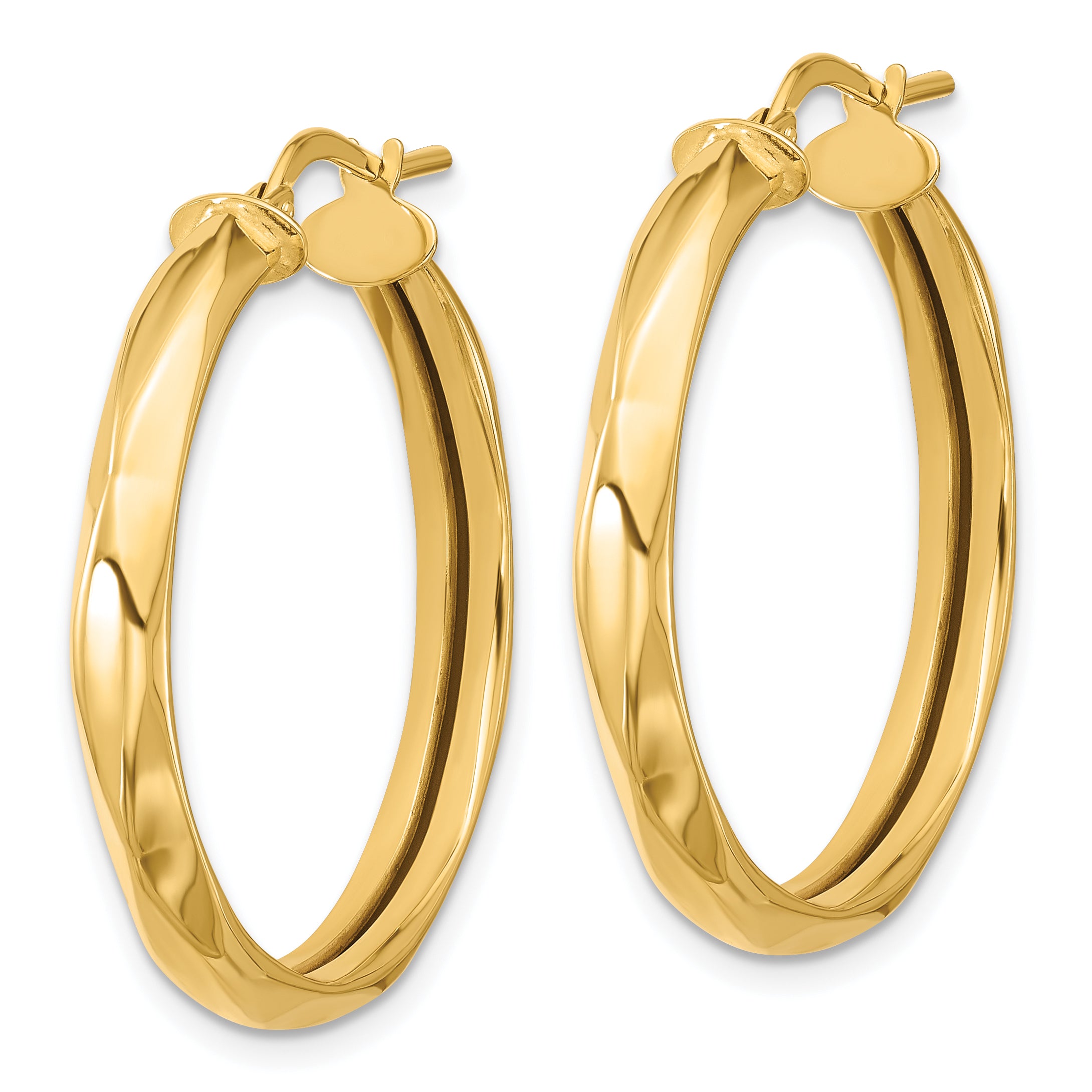 14K Polished Round Hoop Earrings Secondary image