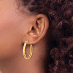14K Polished Round Hoop Earrings
