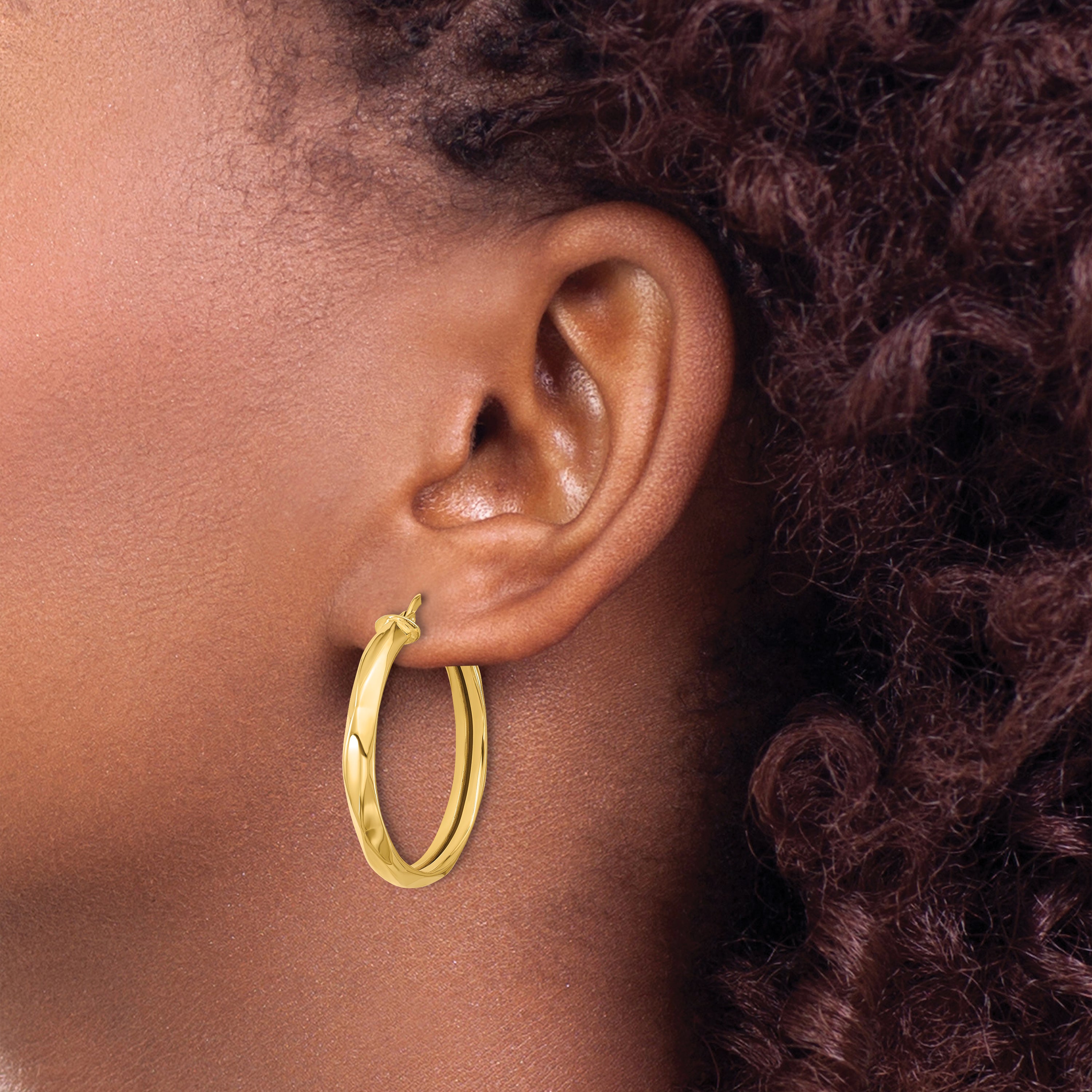 14K Polished Round Hoop Earrings